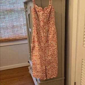 Anthropologie Orange Slip Dress Spaghetti Strap Midi